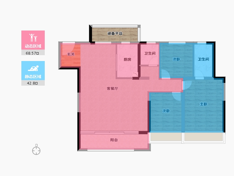 山东省-淄博市-璀璨珑府-105.63-户型库-动静分区