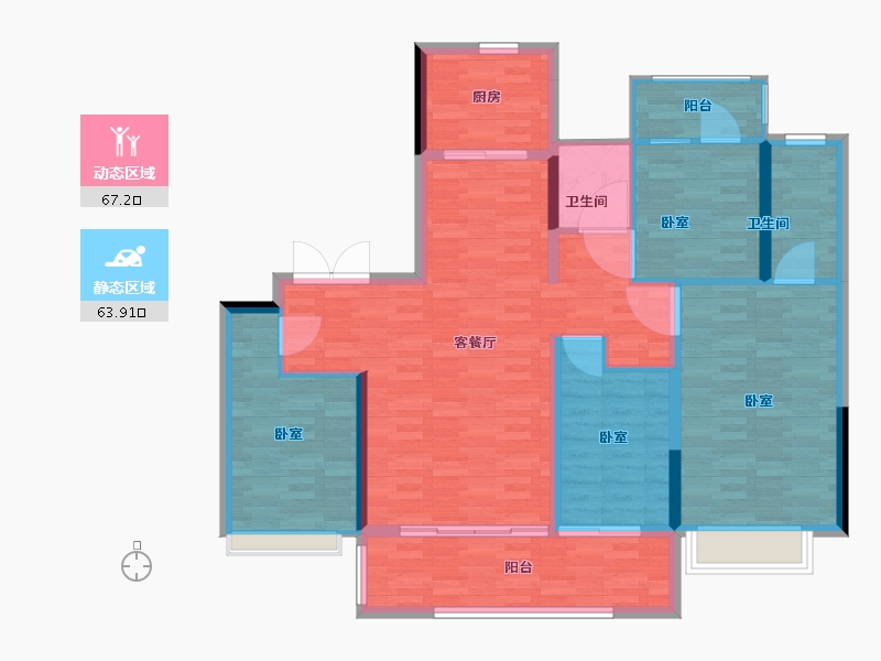 河南省-郑州市-中海云鼎湖居-119.00-户型库-动静分区