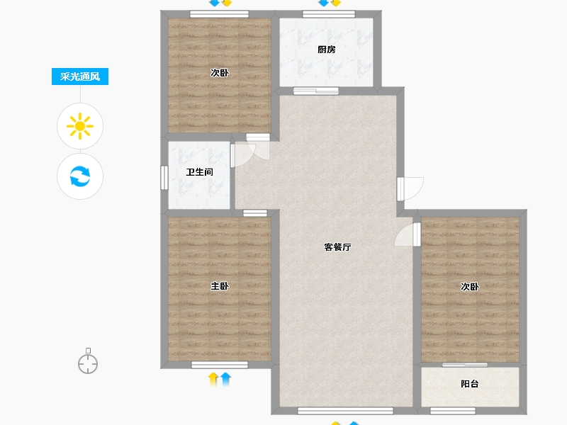 山东省-潍坊市-中阳东明学府-106.40-户型库-采光通风