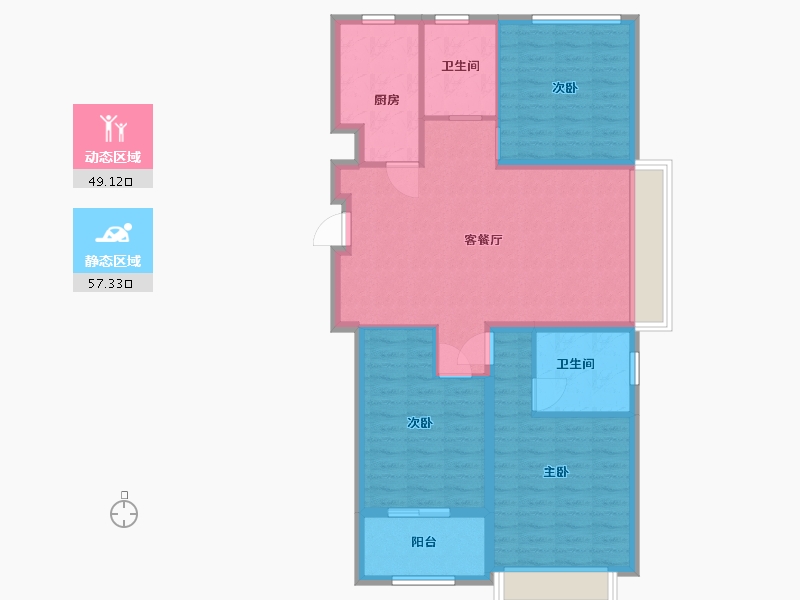 山东省-潍坊市-滨海福地世家-96.00-户型库-动静分区