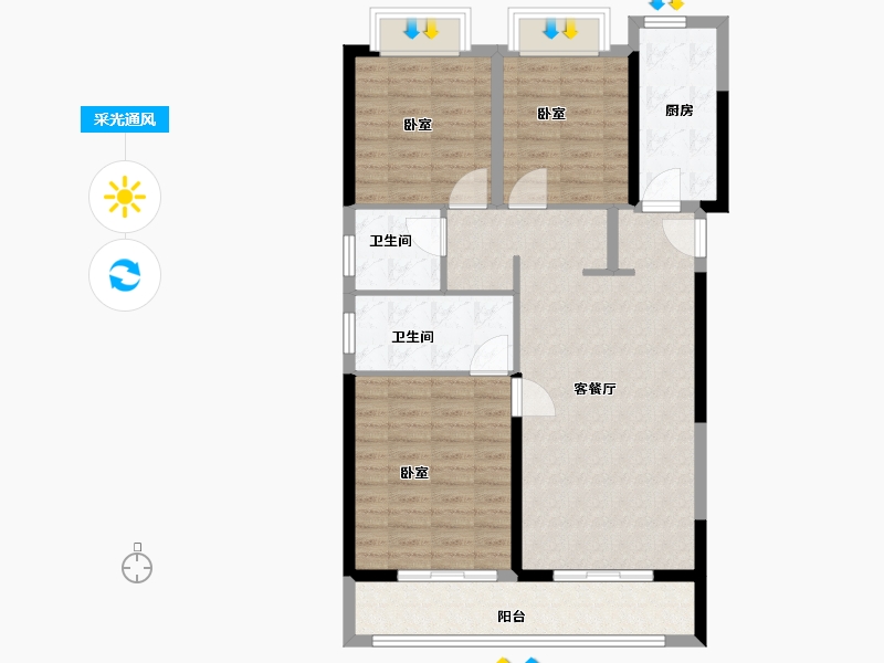 湖北省-武汉市-龙湖三千城-98.00-户型库-采光通风