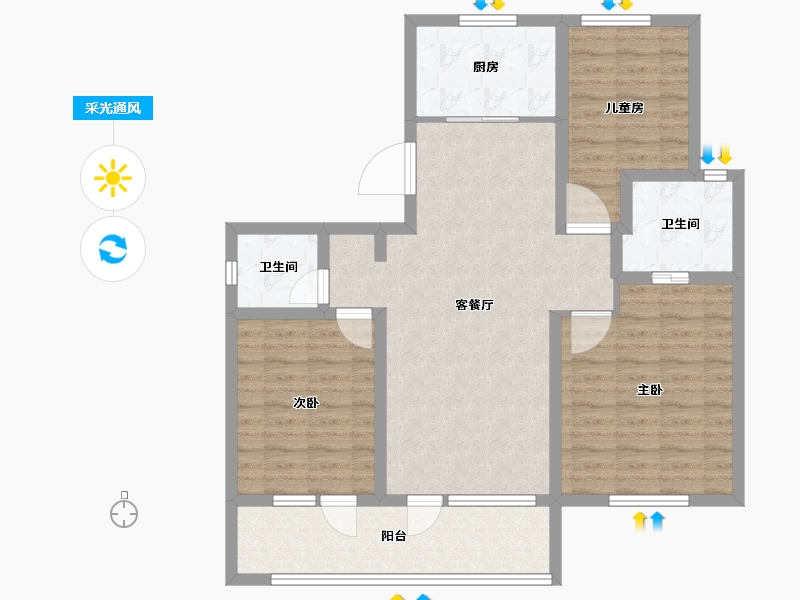 山东省-青岛市-万科海岸蓝山-94.00-户型库-采光通风