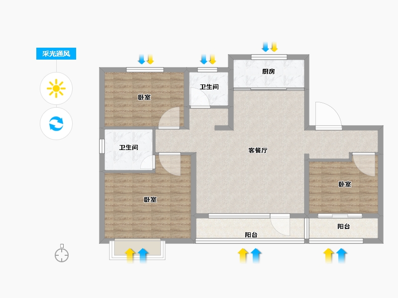 山东省-德州市-泽信喜园-102.00-户型库-采光通风