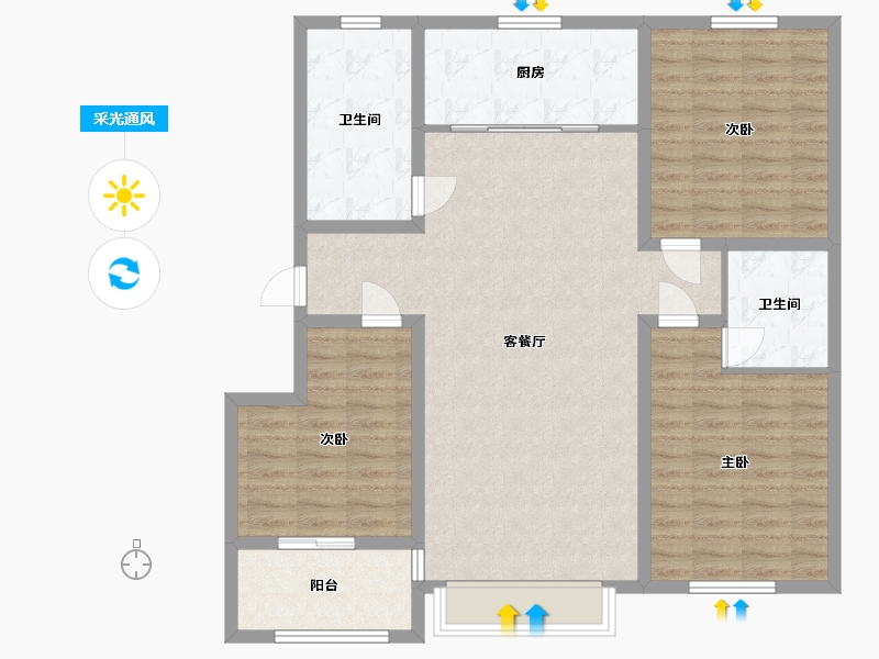 山东省-潍坊市-润地心悦城-112.00-户型库-采光通风