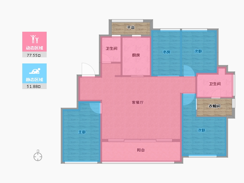 山东省-青岛市-绿城云栖-125.75-户型库-动静分区