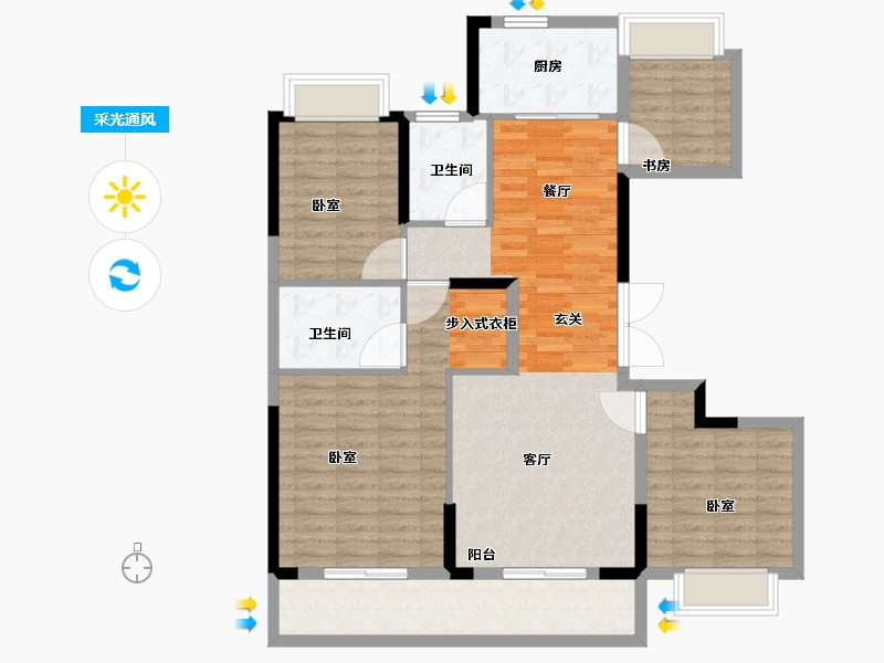 湖北省-武汉市-中建锦绣楚城-113.01-户型库-采光通风