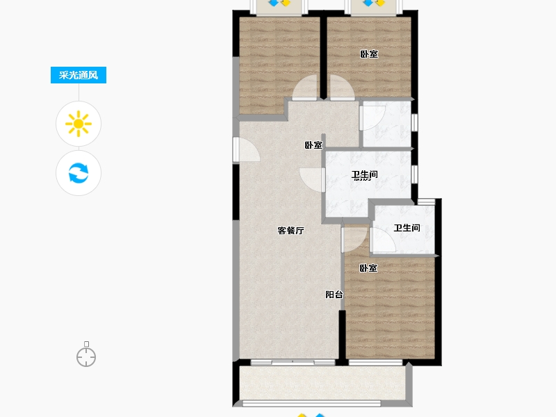 湖北省-武汉市-中建锦绣楚城-97.00-户型库-采光通风