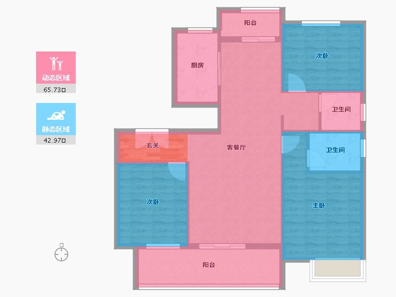 安徽省-滁州市-蓝城明光诚园-98.62-户型库-动静分区