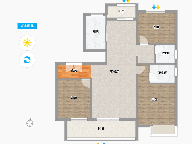 安徽省-滁州市-蓝城明光诚园-98.62-户型库-采光通风