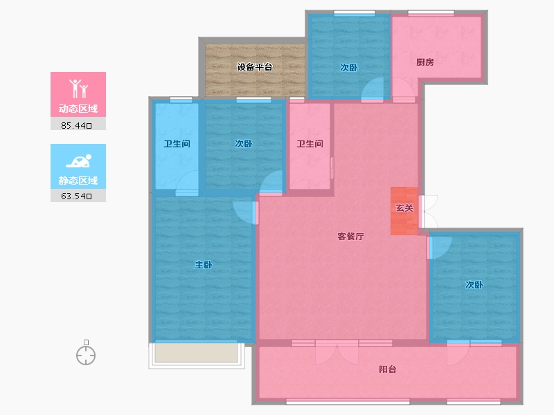 山东省-淄博市-淄博黄金城-142.00-户型库-动静分区