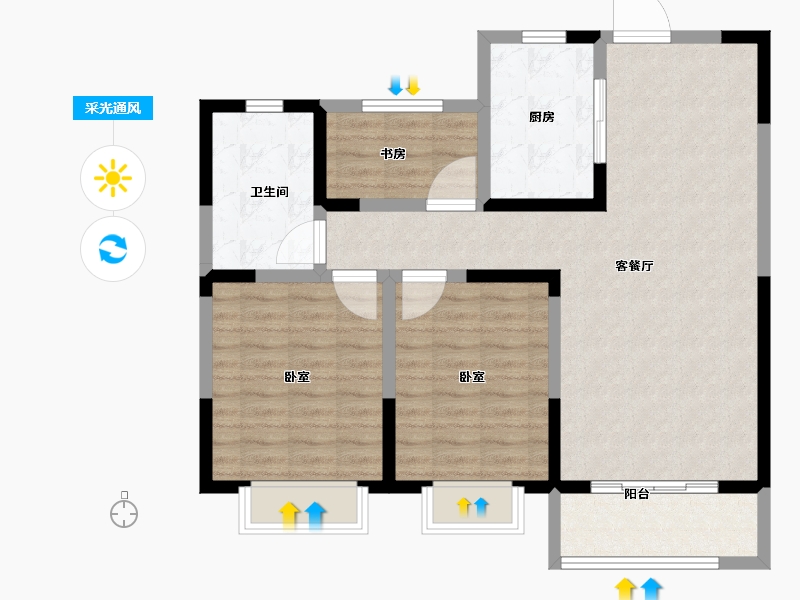 山东省-德州市-云湖四季-90.00-户型库-采光通风