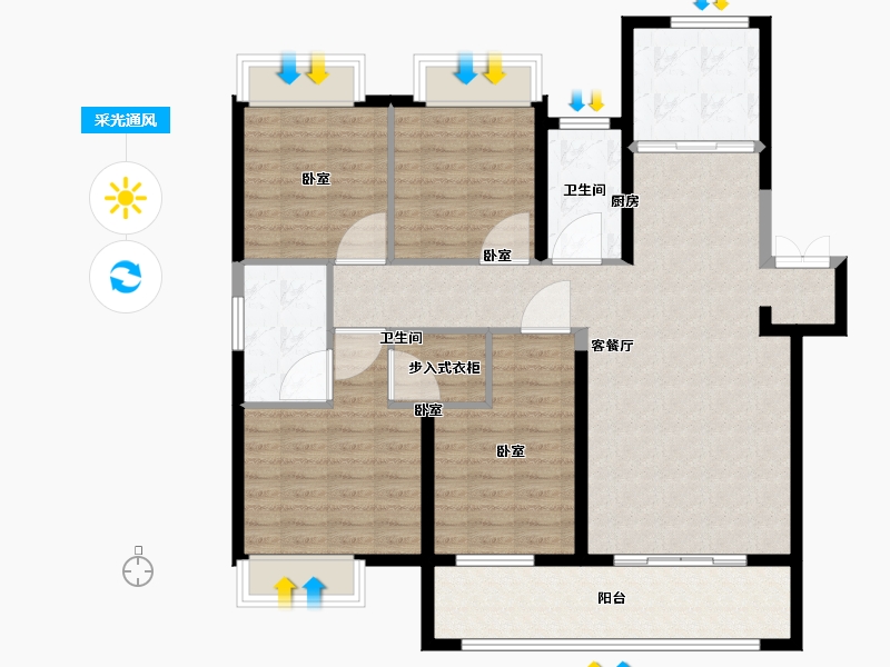 湖北省-武汉市-中建锦绣楚城-114.00-户型库-采光通风