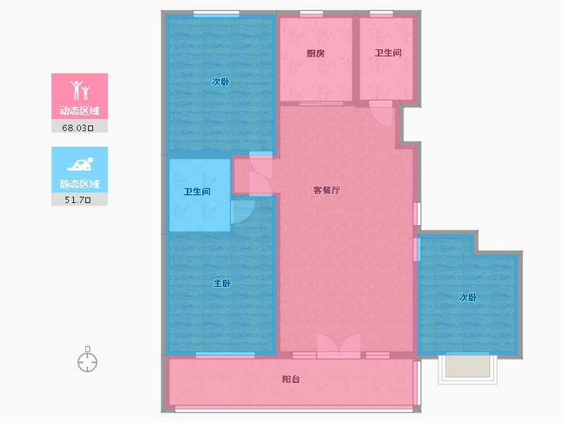 山东省-潍坊市-邦泰·天璞-107.20-户型库-动静分区