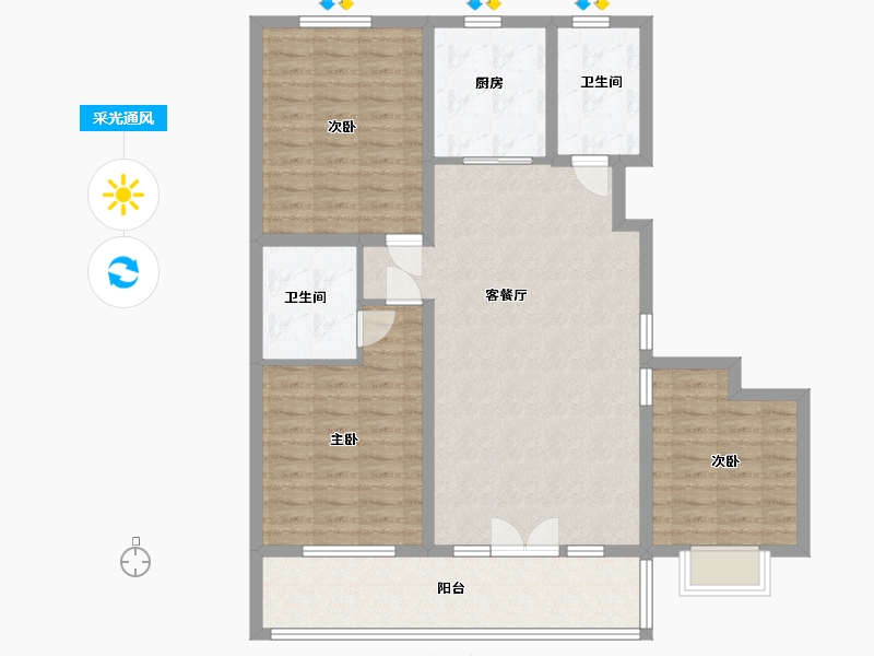 山东省-潍坊市-邦泰·天璞-107.20-户型库-采光通风