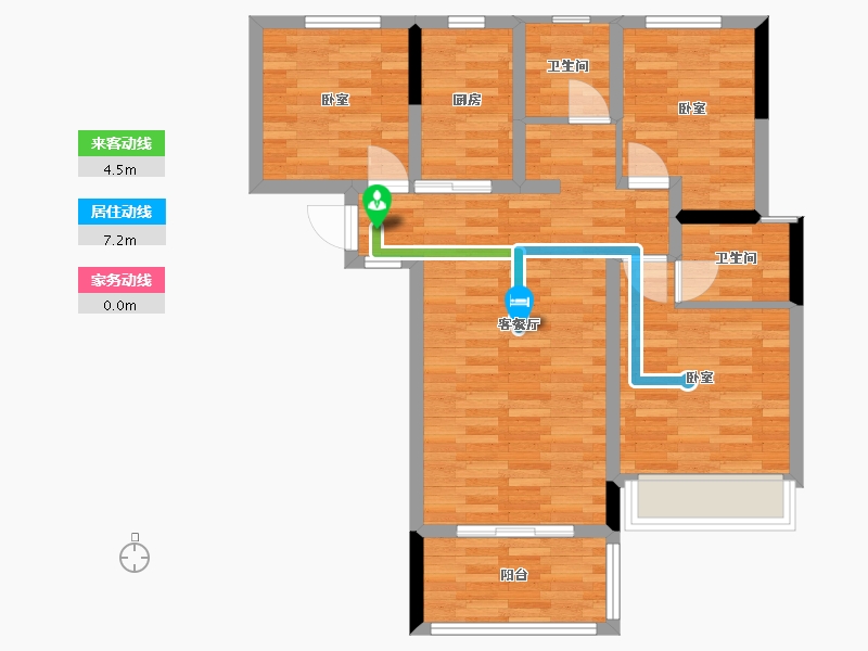 河南省-郑州市-浩创•梧桐茗筑-75.00-户型库-动静线