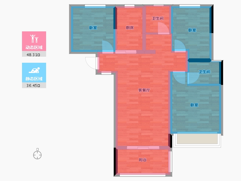 河南省-郑州市-浩创•梧桐茗筑-75.00-户型库-动静分区