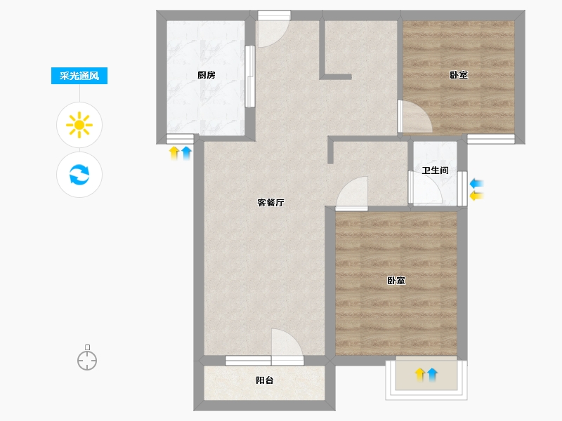 湖北省-武汉市-庭瑞中心-56.93-户型库-采光通风