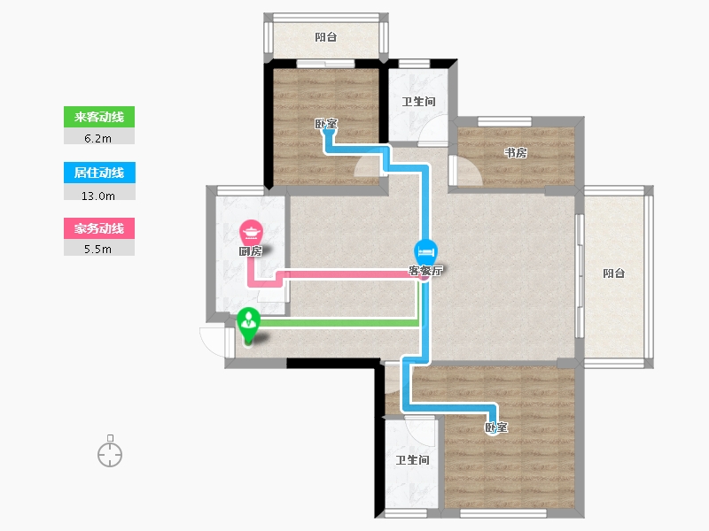 湖北省-十堰市-芳华里-86.83-户型库-动静线