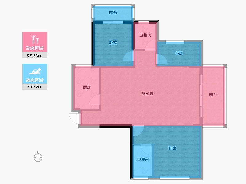 湖北省-十堰市-芳华里-86.83-户型库-动静分区