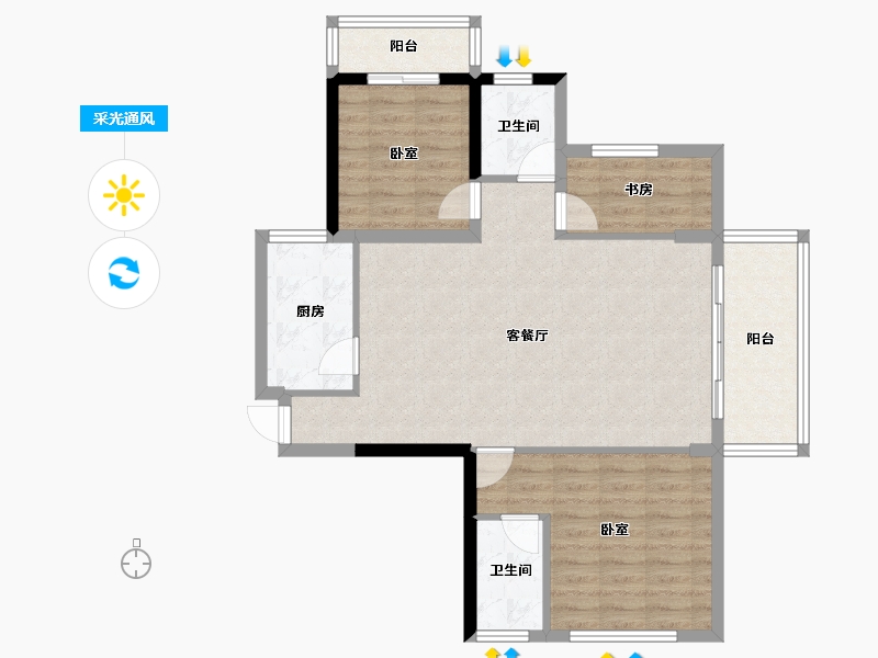 湖北省-十堰市-芳华里-86.83-户型库-采光通风