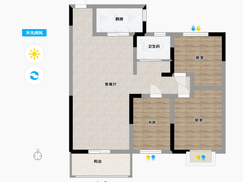 河南省-信阳市-东门首府-88.67-户型库-采光通风