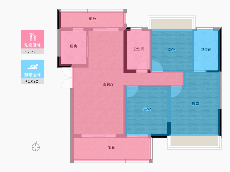 湖北省-宜昌市-万达大都会天樾-88.09-户型库-动静分区