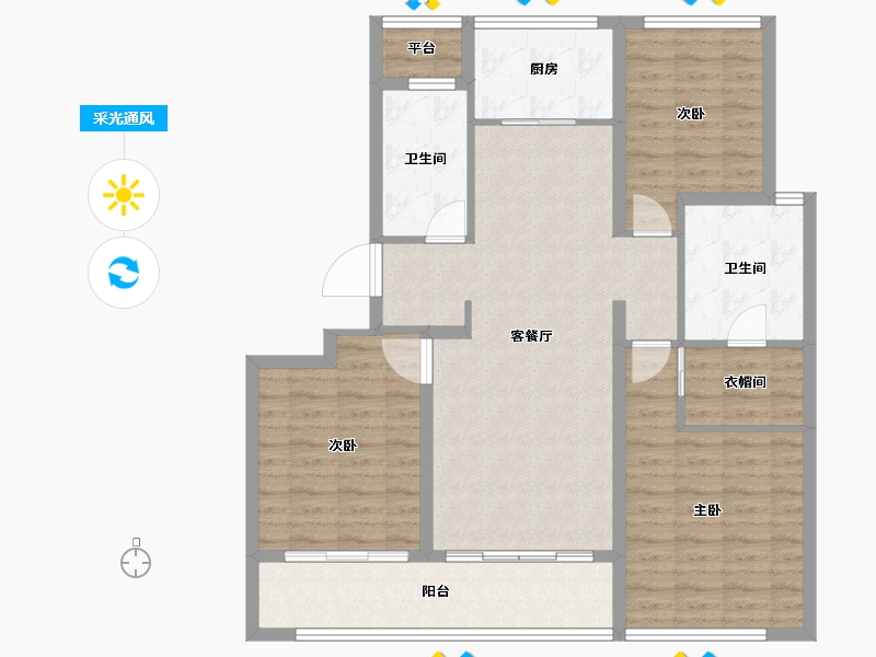 山东省-青岛市-绿城云栖-107.61-户型库-采光通风