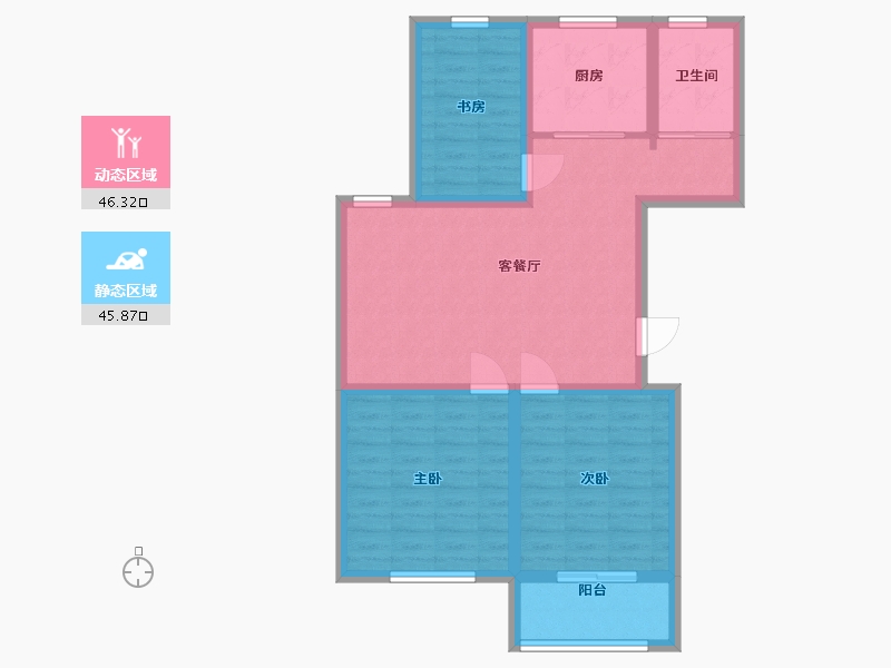 山东省-潍坊市-和佳星河苑-82.40-户型库-动静分区