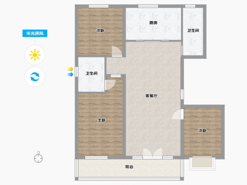 山东省-潍坊市-邦泰·天璞-111.55-户型库-采光通风