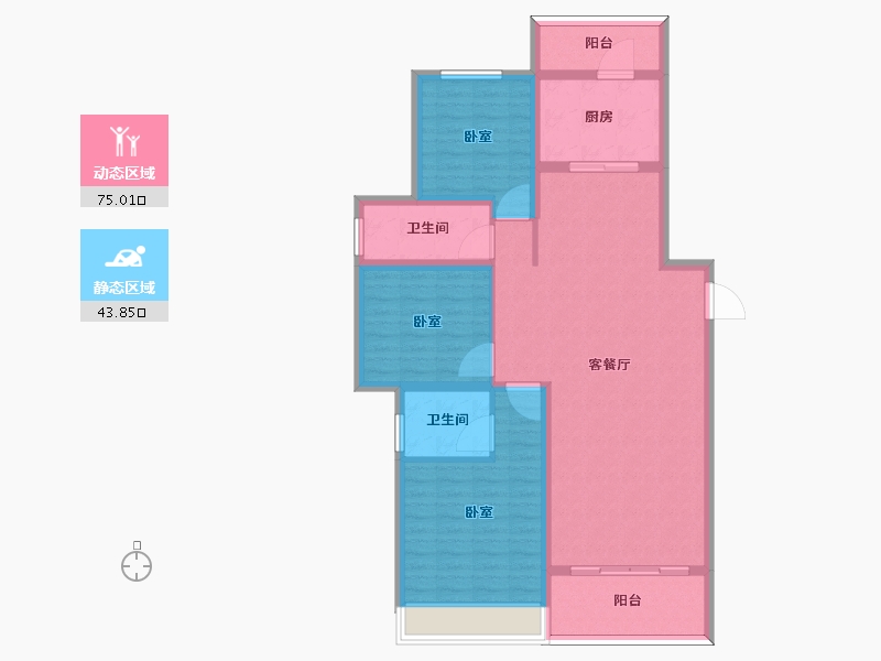 河南省-许昌市-维也纳金域蓝湾-107.01-户型库-动静分区