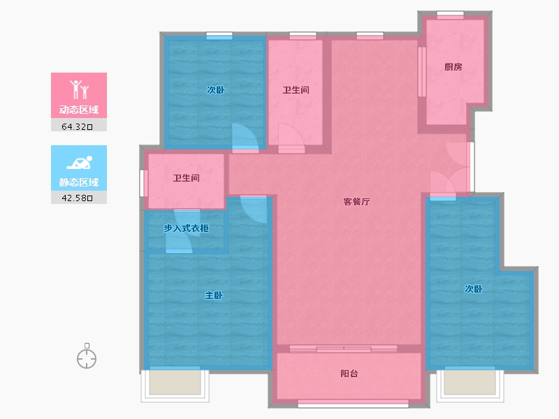 山东省-临沂市-华业书香尚城-95.71-户型库-动静分区