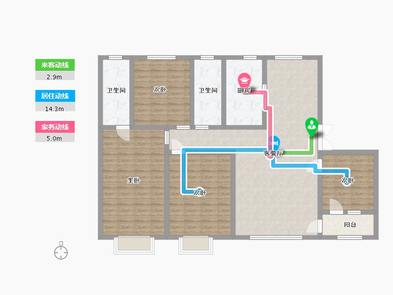 山东省-潍坊市-和扬·翠湖美墅-128.00-户型库-动静线