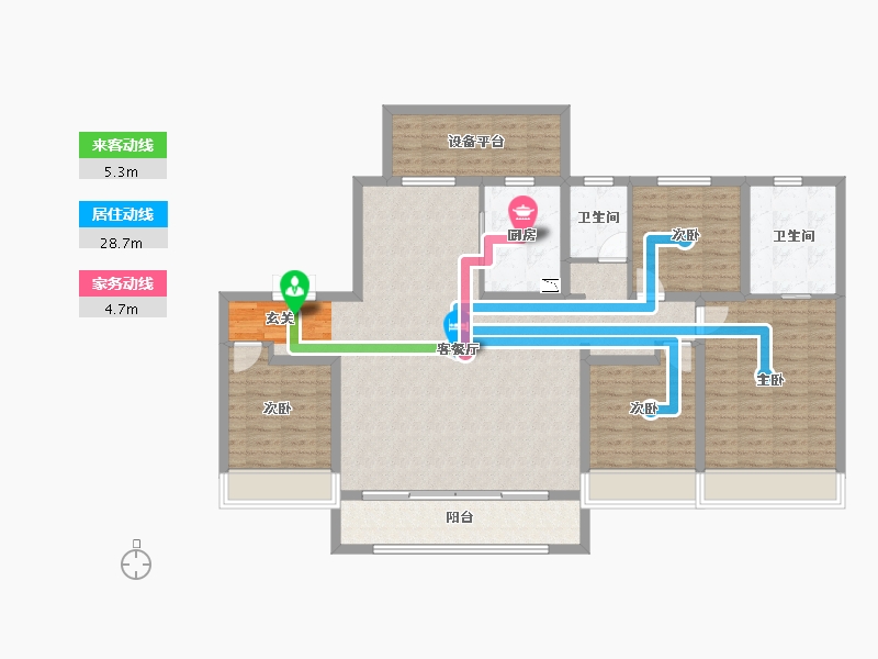 山东省-淄博市-璀璨珑府-135.27-户型库-动静线