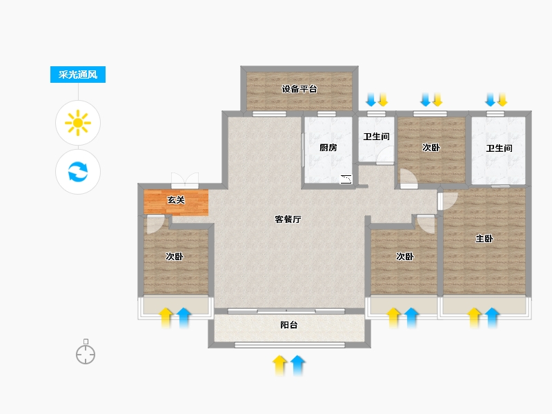 山东省-淄博市-璀璨珑府-135.27-户型库-采光通风