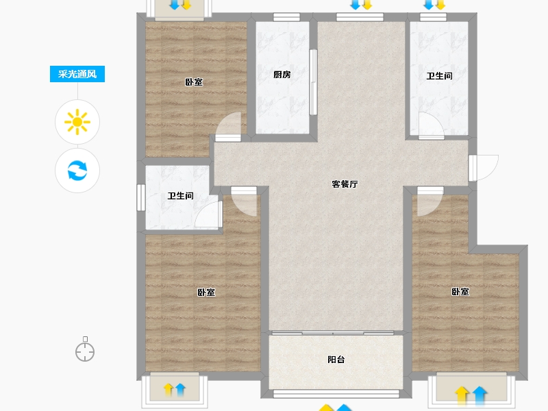 河南省-驻马店市-华府东方-101.72-户型库-采光通风