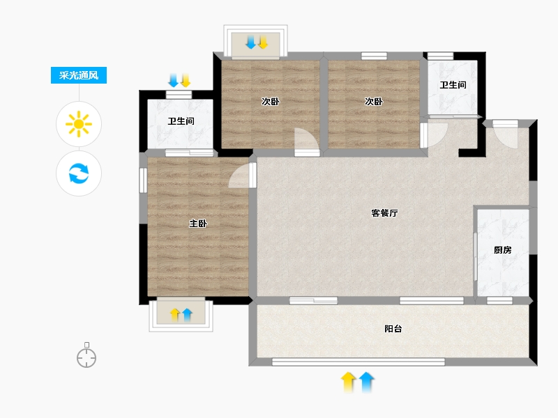 四川省-绵阳市-科大广场-91.15-户型库-采光通风