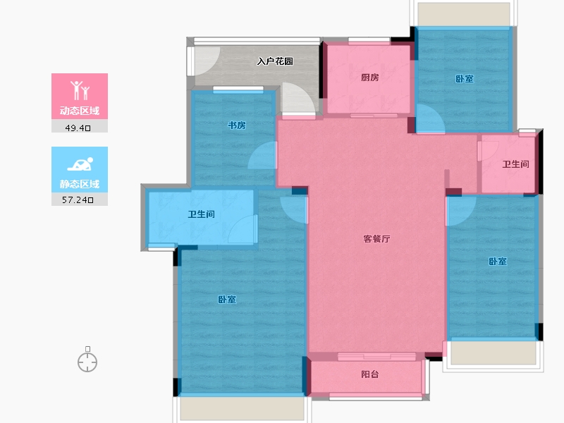 湖北省-宜昌市-梧桐邑·七贤台-103.08-户型库-动静分区