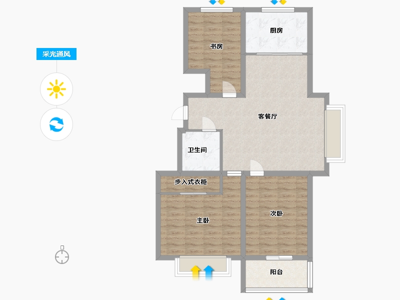 山东省-潍坊市-滨海福地世家-87.20-户型库-采光通风