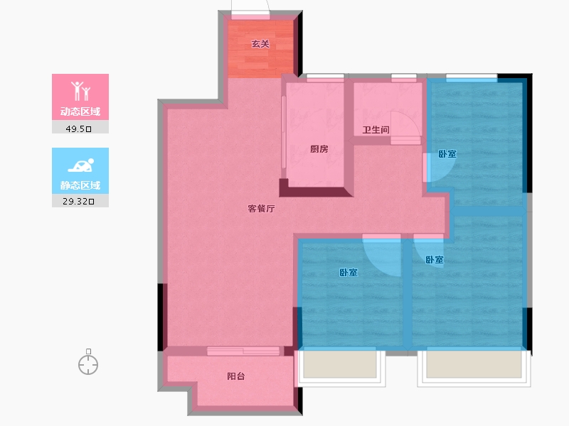 湖北省-武汉市-孔雀城航天府-69.01-户型库-动静分区