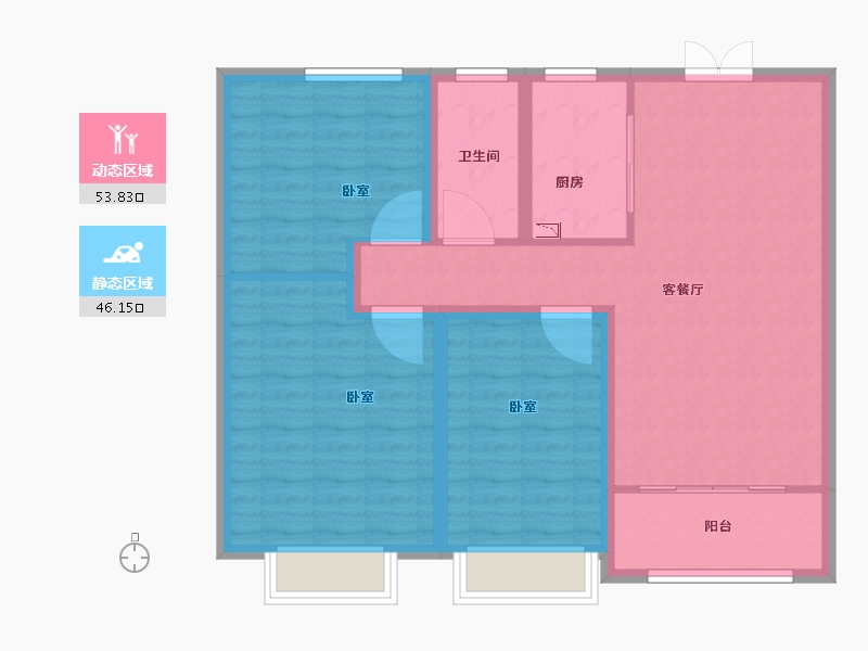 江苏省-宿迁市-广博丽景湾-90.01-户型库-动静分区