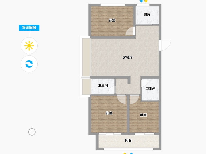 山东省-德州市-东方御澜湾-87.00-户型库-采光通风