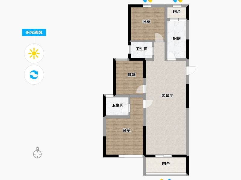 河南省-信阳市-东门首府-88.61-户型库-采光通风