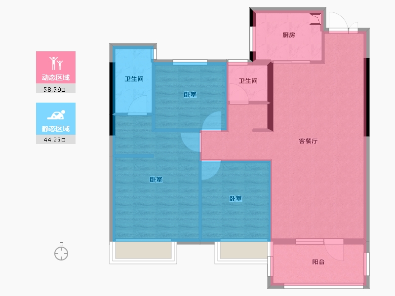 湖北省-咸宁市-咸宁哈佛城-93.00-户型库-动静分区