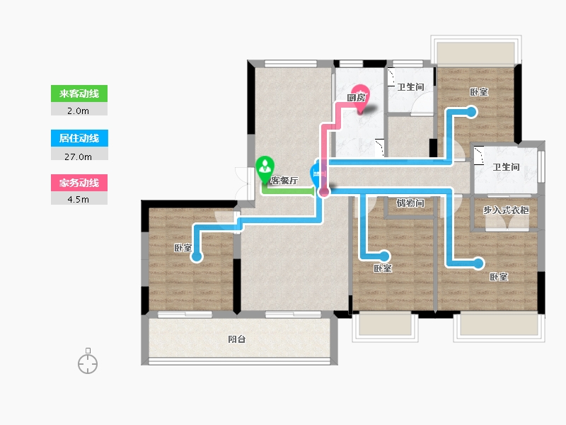 湖北省-襄阳市-东泰湖畔壹号-98.57-户型库-动静线