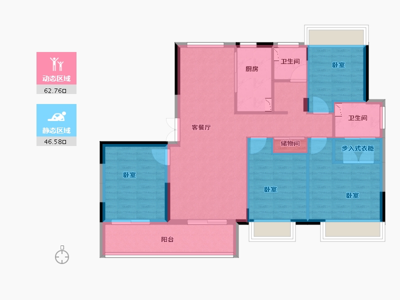 湖北省-襄阳市-东泰湖畔壹号-98.57-户型库-动静分区