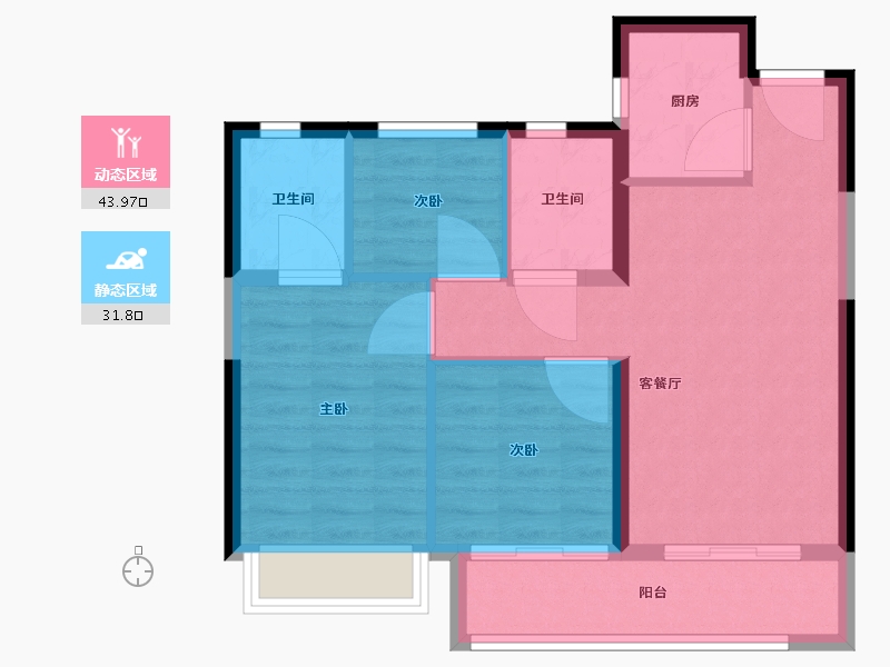 福建省-厦门市-聚龙美的君悦府-68.00-户型库-动静分区