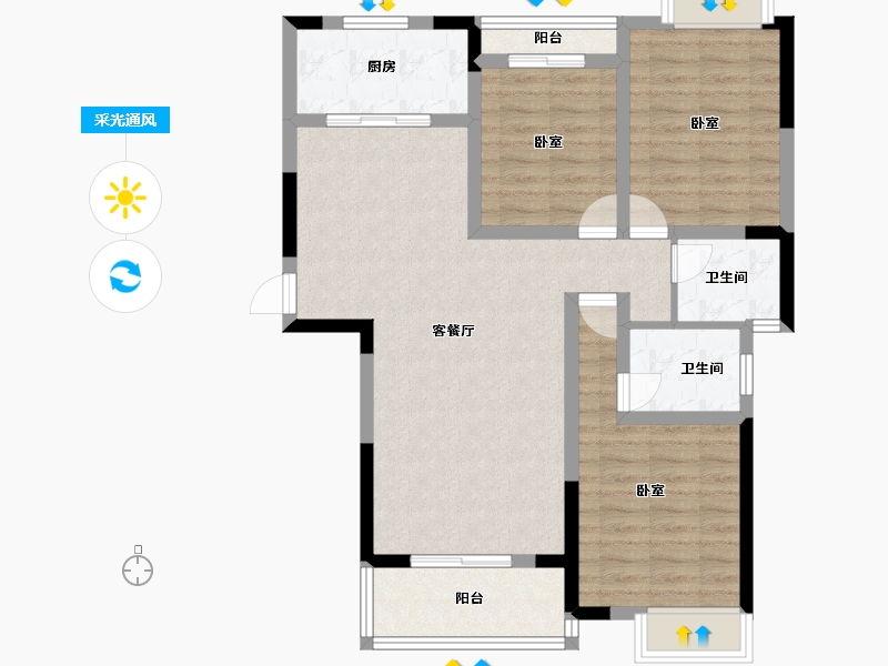 湖北省-黄冈市-红安东城国际-89.41-户型库-采光通风