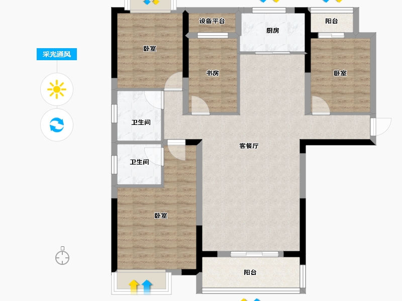 湖北省-黄冈市-红安东城国际-101.37-户型库-采光通风