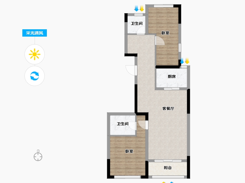 浙江省-金华市-秦王公馆-78.46-户型库-采光通风