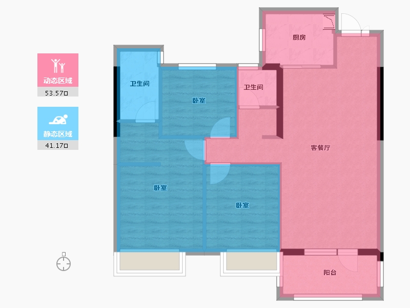 湖北省-咸宁市-咸宁哈佛城-85.23-户型库-动静分区